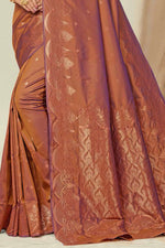 Stunning Rust Woven Art Silk Saree With Blouse Piece