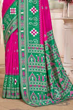 Pink With Green Weaving Patola Silk Traditional Saree