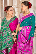 Pink With Green Weaving Patola Silk Traditional Saree