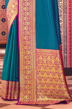 Blue Color Soft Woven Silk Saree And Woven Blouse Piece