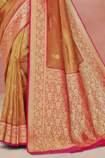 Mustard With Red Weaving Work Festive Wear Saree