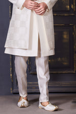 White Readymade Jacket Style Indowestern For Mens