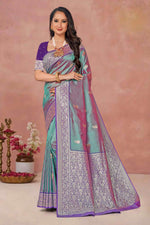 Lica With Purple Weaving Work Festive Wear Saree