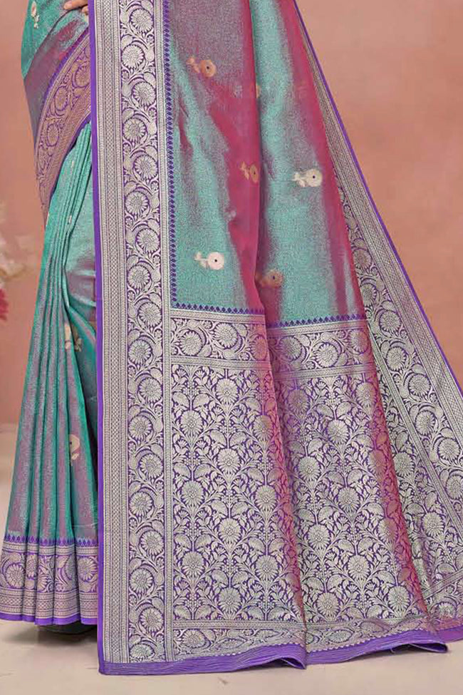 Lica With Purple Weaving Work Festive Wear Saree