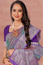 Lica With Purple Weaving Work Festive Wear Saree