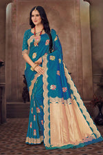 Azure Blue Wedding Wear Woven Art Silk Saree With Blouse Piece