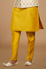 Mustard Yellow Stylish Art Silk Embroidered Nehru Jacket Set For Men