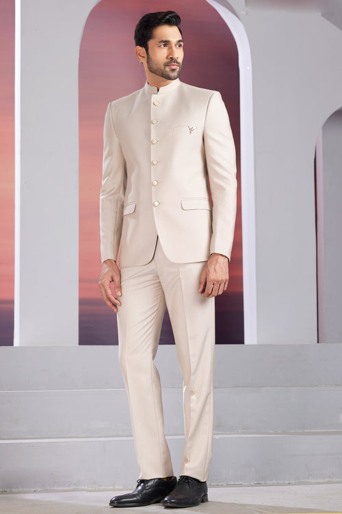 Cream Color Jodhpuri In Imported Fabric Mens Suit