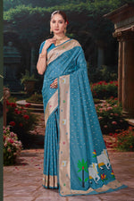 Blue Weaving Silk Festival Designer Paithani Saree