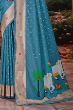 Blue Weaving Silk Festival Designer Paithani Saree