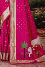 Deep Pink Weaving Silk Festival Designer Paithani Saree