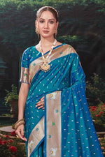 Rama Blue Weaving Silk Festival Designer Paithani Saree