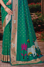Forest Green Weaving Silk Festival Designer Paithani Saree