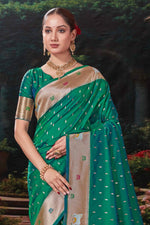 Forest Green Weaving Silk Festival Designer Paithani Saree