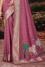 Dusty Rose Weaving Silk Festival Designer Paithani Saree