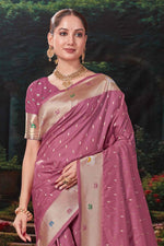 Dusty Rose Weaving Silk Festival Designer Paithani Saree