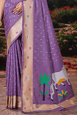Lavender Weaving Silk Festival Designer Paithani Saree