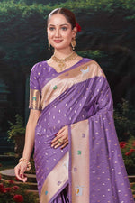 Lavender Weaving Silk Festival Designer Paithani Saree