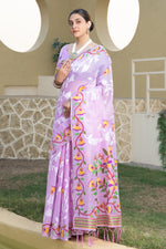 Lavender Woven Design Soft Cotton Jamdani Saree