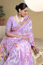 Lavender Woven Design Soft Cotton Jamdani Saree