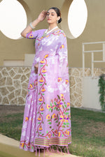 Lavender Woven Design Soft Cotton Jamdani Saree
