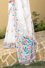 White Floral Soft Cotton Jamdani Saree