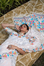White Floral Soft Cotton Jamdani Saree