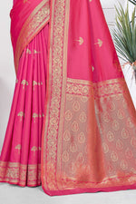 Pink Woven Design Zari Banarasi Art Silk Saree