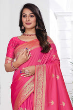 Pink Woven Design Zari Banarasi Art Silk Saree
