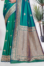 Dual Tone Green Woven Zari Banarasi Art Silk Saree