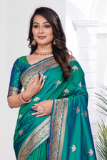Dual Tone Green Woven Zari Banarasi Art Silk Saree