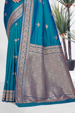 Blue Woven Zari Banarasi Art Silk Saree