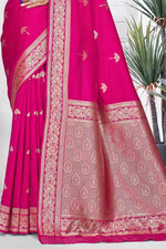 Fuchsia Pink Woven Zari Banarasi Art Silk Saree