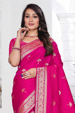 Fuchsia Pink Woven Zari Banarasi Art Silk Saree