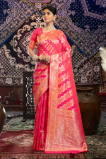 Pink Banarasi Silk With Zari Woven Design Saree