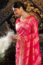 Pink Banarasi Silk With Zari Woven Design Saree