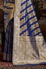 Royal Blue Banarasi Silk With Zari Woven Design Saree