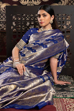 Royal Blue Banarasi Silk With Zari Woven Design Saree