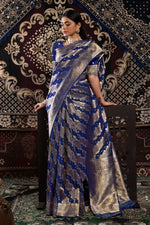 Royal Blue Banarasi Silk With Zari Woven Design Saree