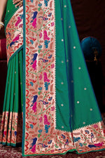 Sea Green Festive Wear Woven Banarasi Silk Paithani Saree