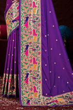 Purple Festive Wear Woven Banarasi Silk Paithani Saree
