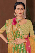 Rani Pink Woven Zari Traditional Wear Silk Saree