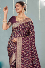 Maroon  & Gold Woven Design Zari Banarasi Silk Saree