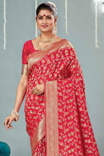 Red & Gold Woven Design Zari Banarasi Silk Saree