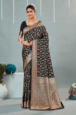 Black & Gold Woven Design Zari Banarasi Silk Saree