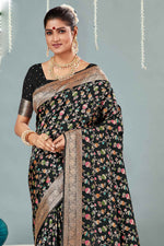 Black & Gold Woven Design Zari Banarasi Silk Saree