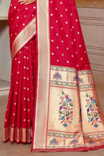 Crimson Red Zari Woven Paithani Silk Saree