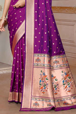 Purple Zari Woven Paithani Silk Saree