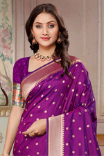 Purple Zari Woven Paithani Silk Saree