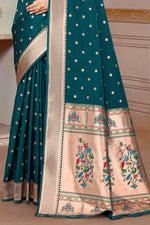 Dark Green Zari Woven Paithani Silk Saree